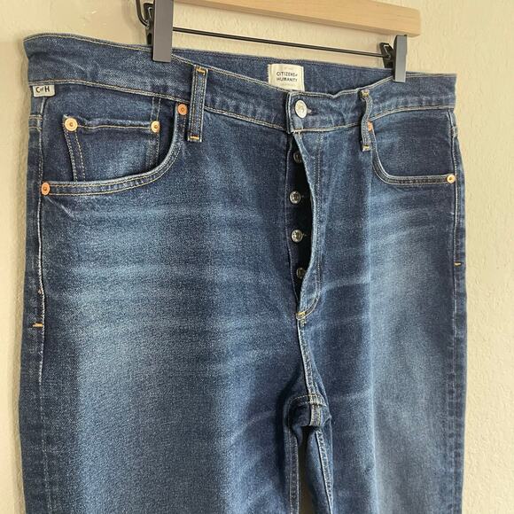 Citizens of Humanity Florence Wide Straight High Rise Jeans in Everdeen Size 33 - Picture 4 of 9